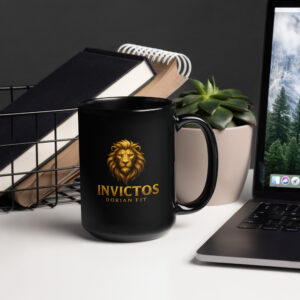 Taza Negra León Dorado Invictos